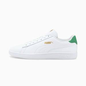 Puma Smash v2 Leather Men's Sneakers White Green Gold | PM635CZM
